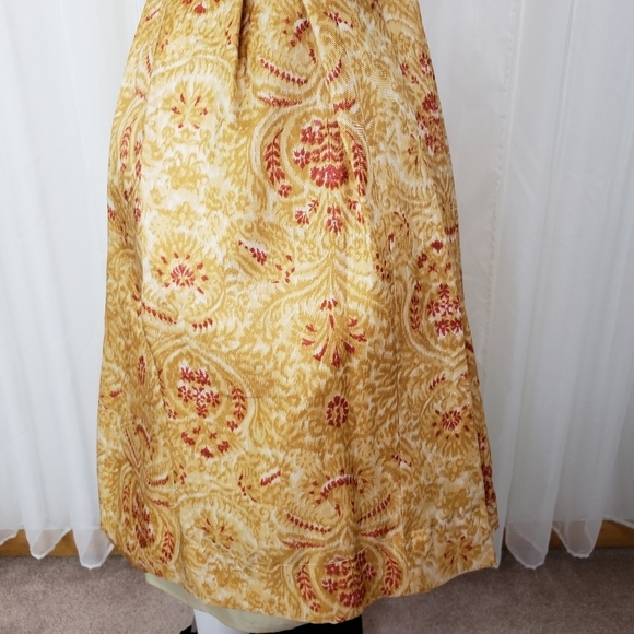Vintage  B. Altman poof dress tulle layered yellow gold red floral square neck - Picture 7 of 16